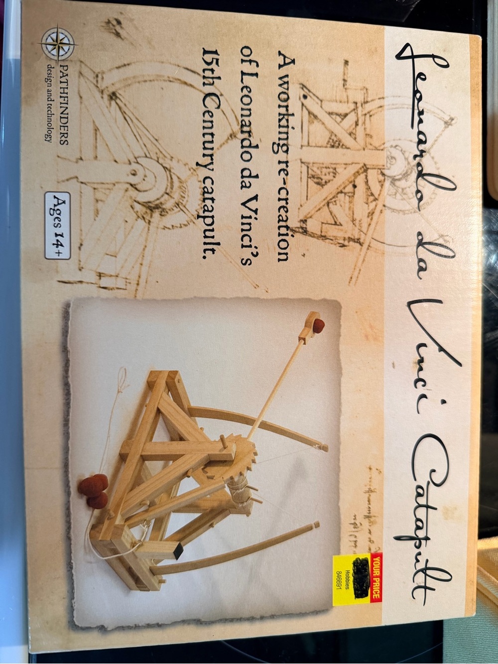 Hobby Lobby Wooden Catapult Model Kit with Red Accents